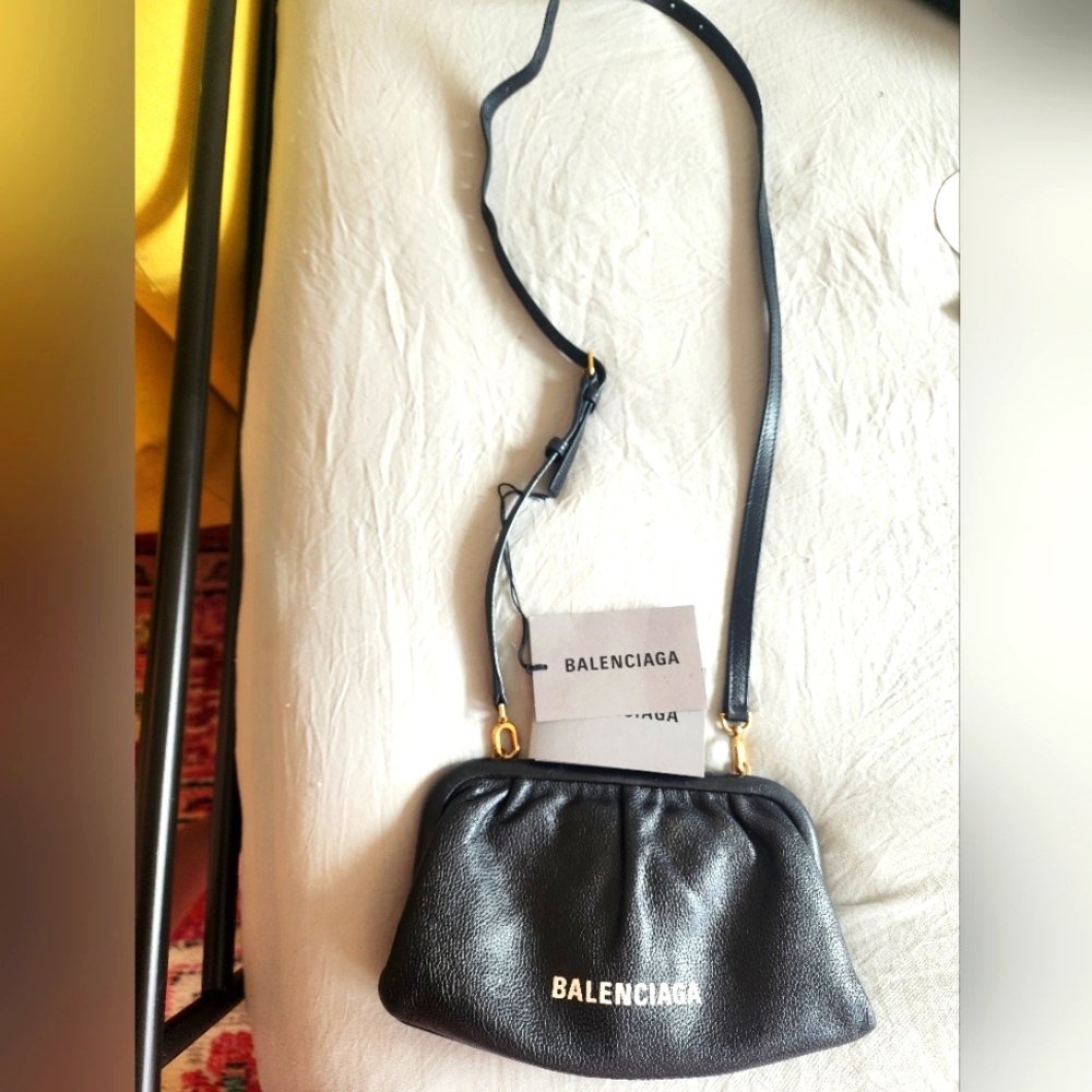 Balenciaga calfskin leather cloud clutch xs